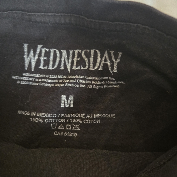 Wednesday | Black Graphic Tee with Wednesday Design, Size M - Picture 5 of 5